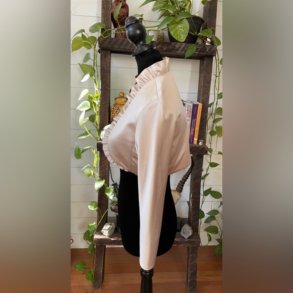 David’s Bridal: Beige Ruffle Collar Bolaro Jacket - Picture 6 of 17